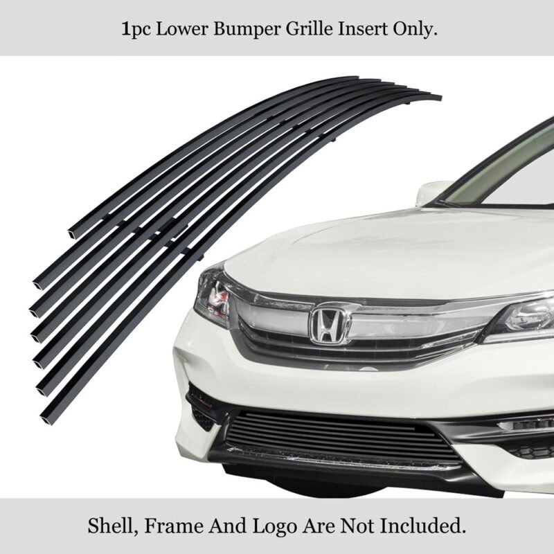 Fits 2016-2017 Honda Accord Sedan Lower Bumper Black Stainless Steel Billet Grille