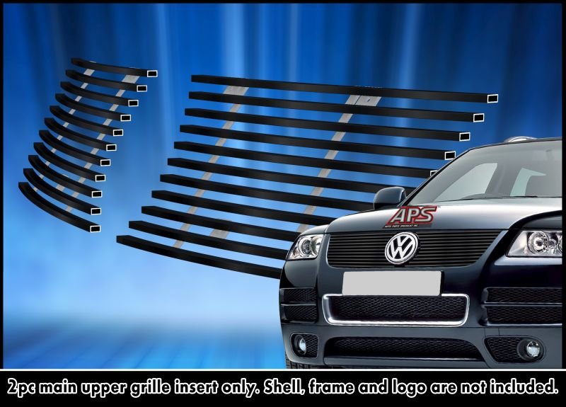 Fits 2003-2007 Volkswagen Touareg Not For Diesel Model Main Upper Black Stainless Steel Billet Grille