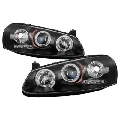 ( Spyder Signature ) Fits Chrysler Sebring 01-03 4Dr & Convertible ( Does Not Fit 2Dr Coupe ) / Dodge Stratus 01-06 4Dr Projector Headlights - LED Halo - LED ( Replaceable LEDs ) - Black - High H1 (Included) - Low H1 (Included)