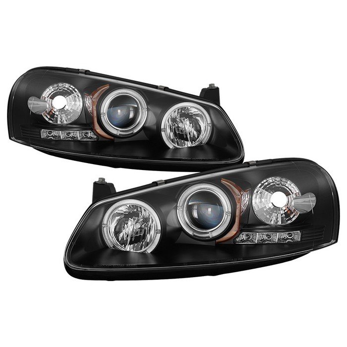 ( Spyder Signature ) Fits Chrysler Sebring 01-03 4Dr & Convertible ( Does Not Fit 2Dr Coupe ) / Dodge Stratus 01-06 4Dr Projector Headlights - LED Halo - LED ( Replaceable LEDs ) - Black - High H1 (Included) - Low H1 (Included)