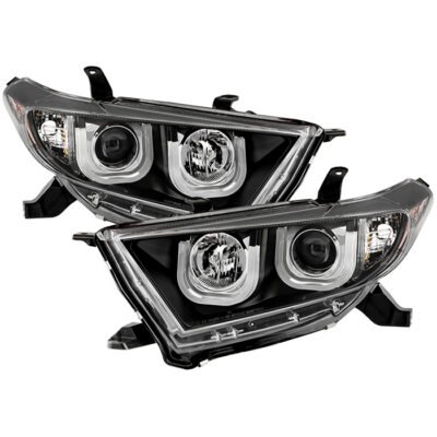 ( Spyder Signature ) Fits Toyota Highlander 11-13 Projector Headlights - 3D DRL - Black - High H1 (Included) - Low H7 (Included)