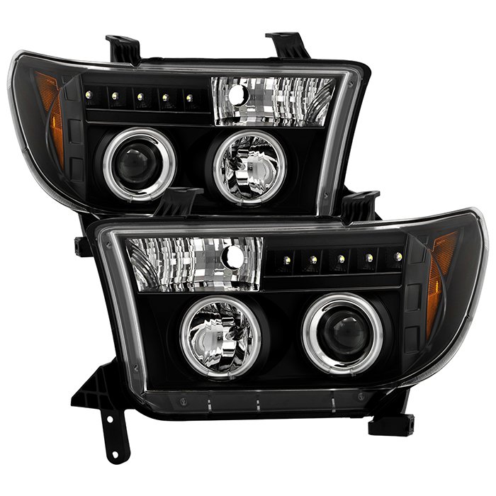 ( Spyder Signature ) Fits Toyota Tundra 07-13 / Toyota Sequoia 08-13 Projector Headlights - Eliminates AFS function - CCFL Halo - LED ( Replaceable LEDs ) - Black - High H1 (Included) - Low H1 (Included)
