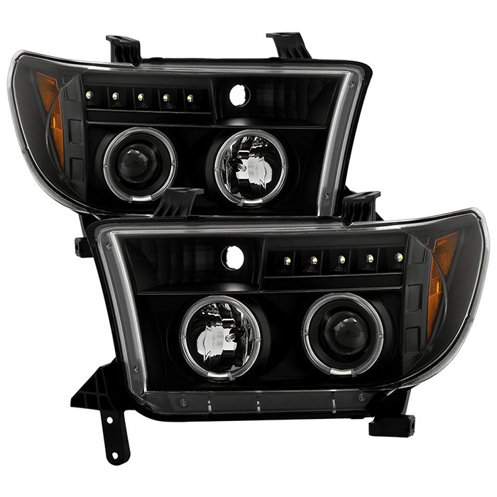( Spyder Signature ) Fits Toyota Tundra 07-13 / Toyota Sequoia 08-13 Projector Headlights - Eliminates AFS function - LED Halo - LED ( Replaceable LEDs ) - All Black - High H1 (Included) - Low H1 (Included)
