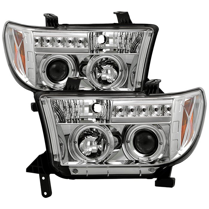 ( Spyder Signature ) Fits Toyota Tundra 07-13 / Toyota Sequoia 08-13 Projector Headlights - Eliminates AFS function - LED Halo - LED ( Replaceable LEDs ) - Chrome - High H1 (Included) - Low H1 (Included)