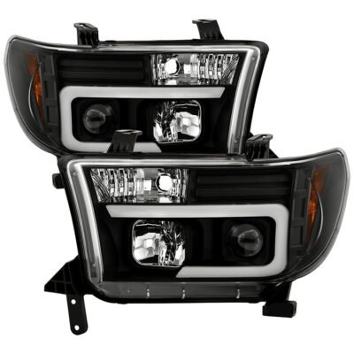 ( Spyder Signature ) Fits Toyota Tundra 07-13 / Toyota Sequoia 08-13 Version 2 Projector Headlights - Light Bar DRL - Black