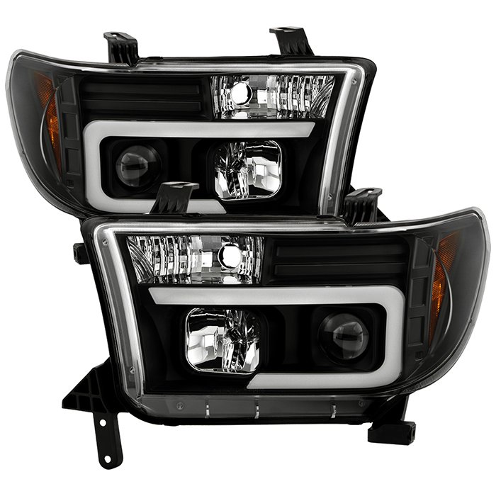 ( Spyder Signature ) Fits Toyota Tundra 07-13 / Toyota Sequoia 08-13 Version 2 Projector Headlights - Light Bar DRL - Black