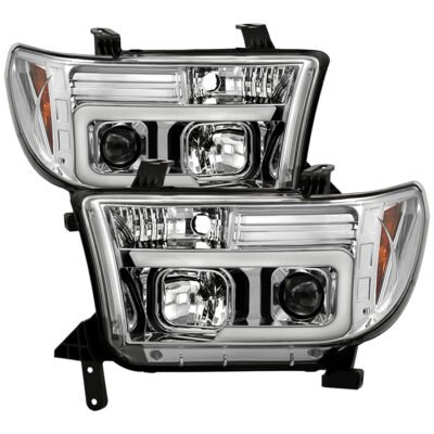 ( Spyder Signature ) Fits Toyota Tundra 07-13 / Toyota Sequoia 08-13 Version 2 Projector Headlights - Light Bar DRL - Chrome