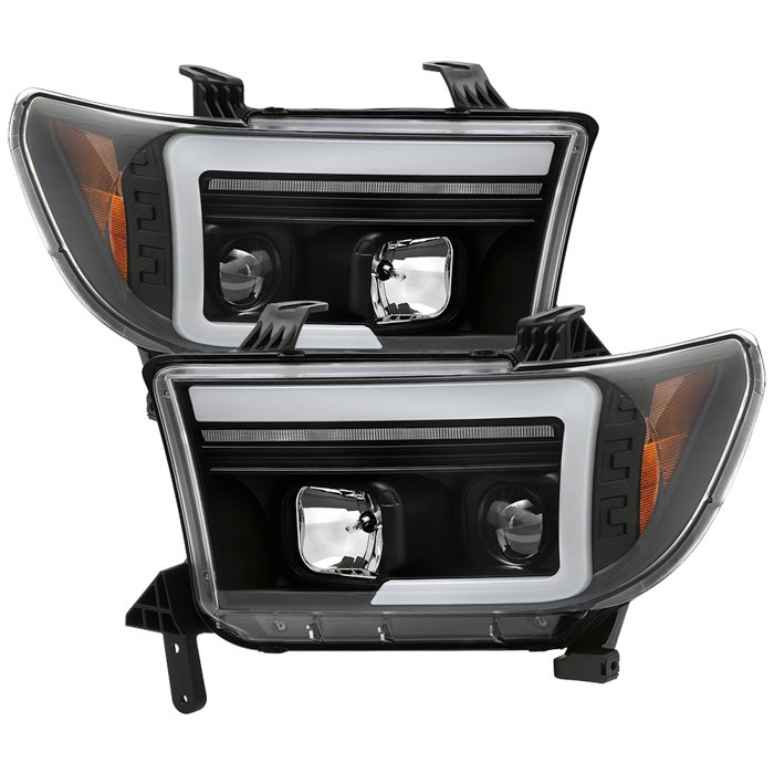 ( Spyder Platinum ) Fits Toyota Tundra 07-09 / Toyota Sequoia 08-10 Projector Headlights - Black - Low Beam: LED Included - High Beam: H1(Included) - Turn Signal: Sequential LED