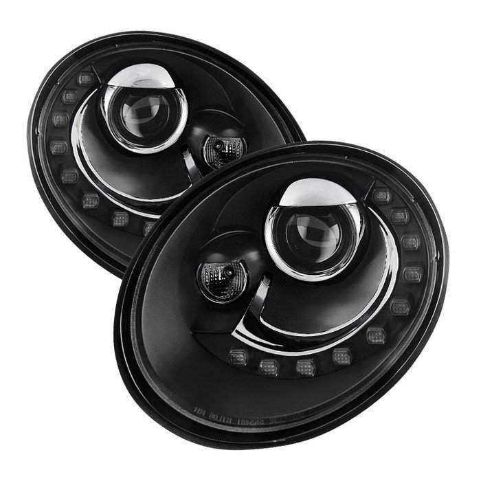 ( Spyder Signature ) Fits Volkswagen Beetle 06-10 Projector Headlights - DRL LED - Black