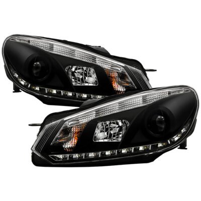 ( Spyder Signature ) Fits Volkswagen Golf / GTI 10-13 Projector Headlights - Halogen Model Only ( Not Compatible With Xenon/HID Model ) - DRL - Black - High H1 (Included) - Low H7 (Included)