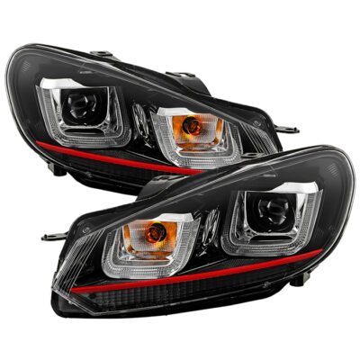 ( Spyder Signature ) Fits Volkswagen Golf / GTI 10-13 Version 3 Projector Headlights - Halogen Model Only ( Not Compatible With Xenon/HID Model ) - Dual U DRL - Black