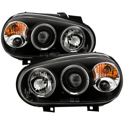 ( Spyder Signature ) Fits Volkswagen Golf IV 99-05 Projector Headlights - LED Halo - Black - High H1 (Included) - Low H1 (Included)