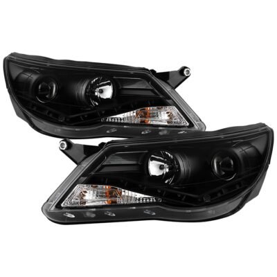 ( Spyder Signature ) Fits Volkswagen Tiguan 09-11 Projector Headlights - DRL - Black - High H1 (Included) - Low H7 (Included)