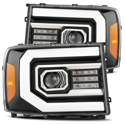 Fits 07-13 GMC Sierra PRO-Series Halogen Projector Headlights Jet Black