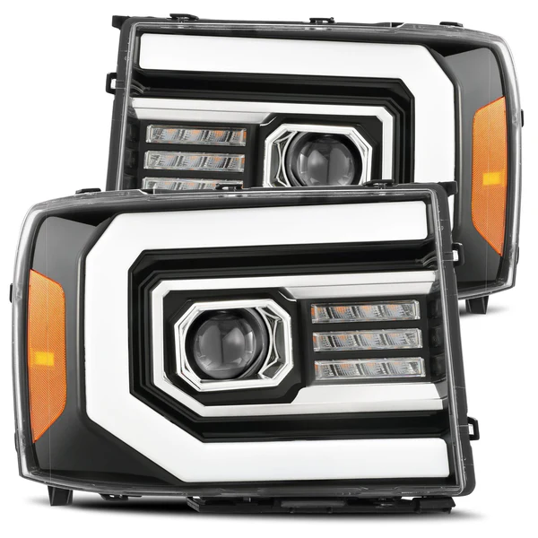 Fits 07-13 GMC Sierra PRO-Series Halogen Projector Headlights Jet Black