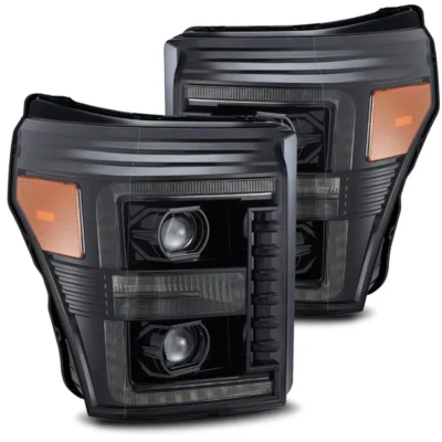 Fits 11-16 Ford Super Duty PRO-Series Halogen Projector Headlights Alpha-Black