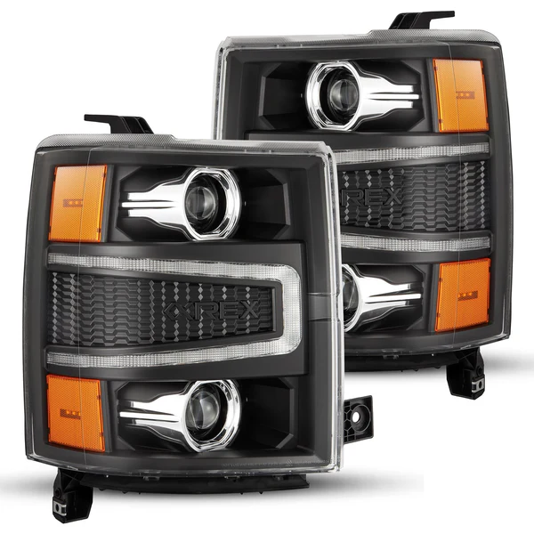 Fits 14-15 Chevrolet Silverado PRO-Series Halogen Projector Headlights Black