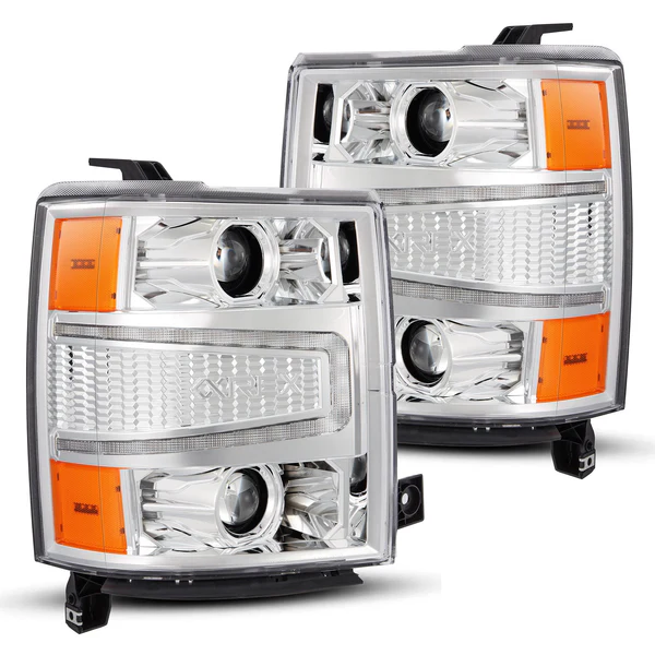 Fits 14-15 Chevrolet Silverado PRO-Series Halogen Projector Headlights Chrome