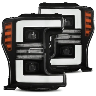 Fits 17-19 Ford Super Duty PRO-Series Halogen Projector Headlights Black