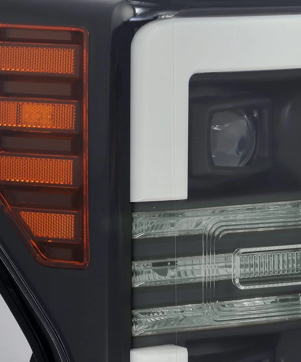 Fits 17-19 Ford Super Duty PRO-Series Halogen Projector Headlights Black - Image 2