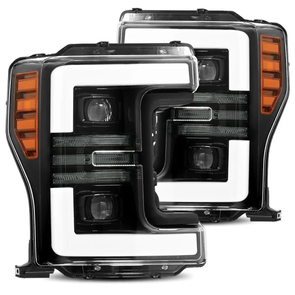 Fits 17-19 Ford Super Duty PRO-Series Halogen Projector Headlights Jet Black