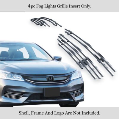 Fits 2016-2017 Honda Accord Sedan Fog Light Cover Stainless Steel Billet Grille
