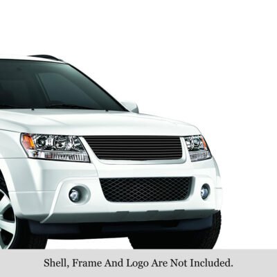 Fits 2006-2012 Suzuki Grand Vitara Main Upper Black Stainless Steel Billet Grille