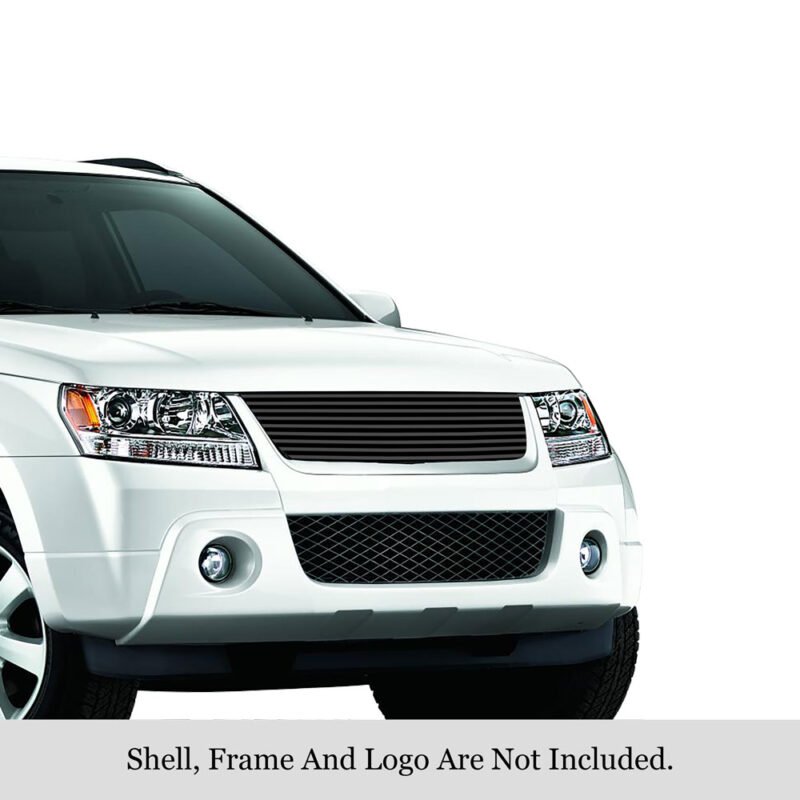 Fits 2006-2012 Suzuki Grand Vitara Main Upper Black Stainless Steel Billet Grille