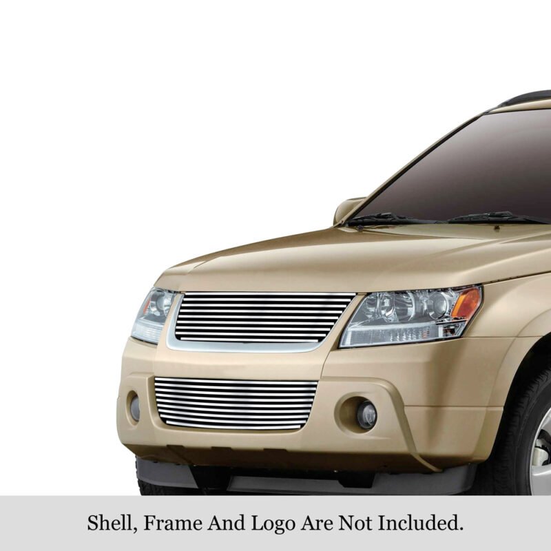 Fits 2006-2012 Suzuki Grand Vitara Main Upper + Lower Bumper Stainless Steel Billet Grille - Image 2