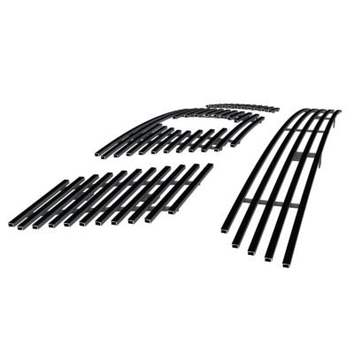 Fits 2005-2007 Nissan Pathfinder With Logo Show/2005-2008 Nissan Frontier With Logo Show Main Upper + Lower Bumper Black Stainless Steel Billet Grille