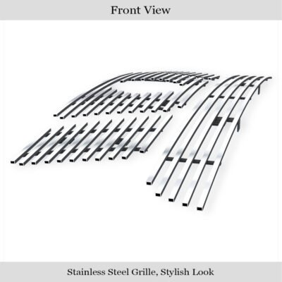 Fits 2005-2007 Nissan Pathfinder With Logo Show/2005-2008 Nissan Frontier With Logo Show Main Upper + Lower Bumper Stainless Steel Billet Grille
