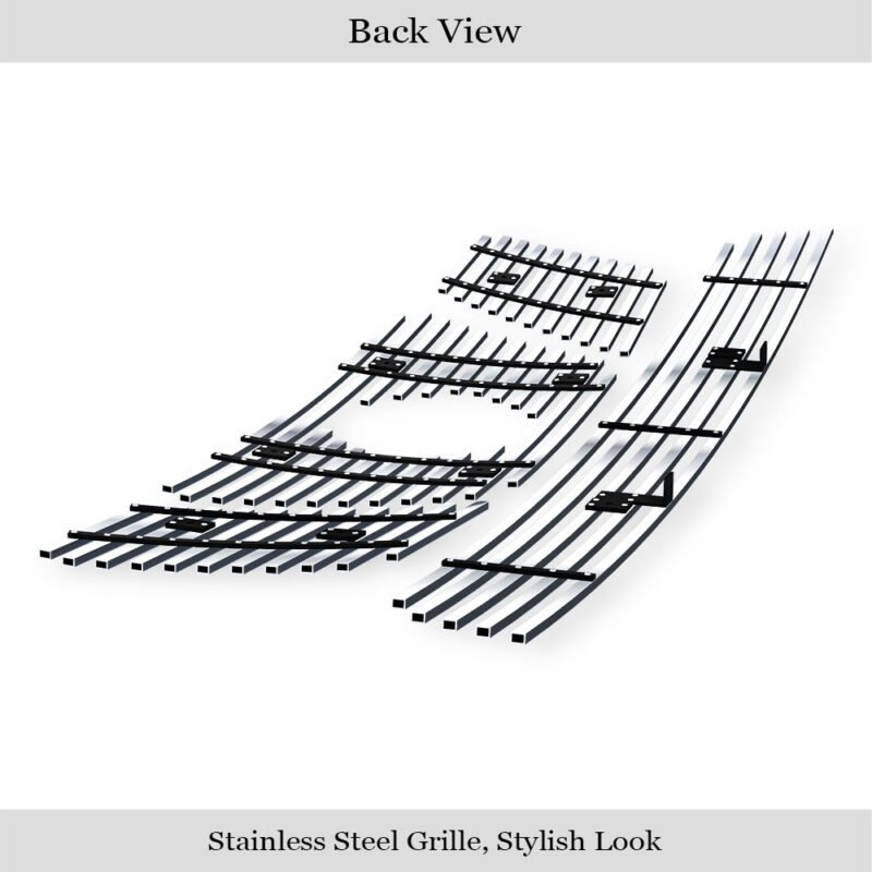 Fits 2005-2007 Nissan Pathfinder With Logo Show/2005-2008 Nissan Frontier With Logo Show Main Upper + Lower Bumper Stainless Steel Billet Grille - Image 2