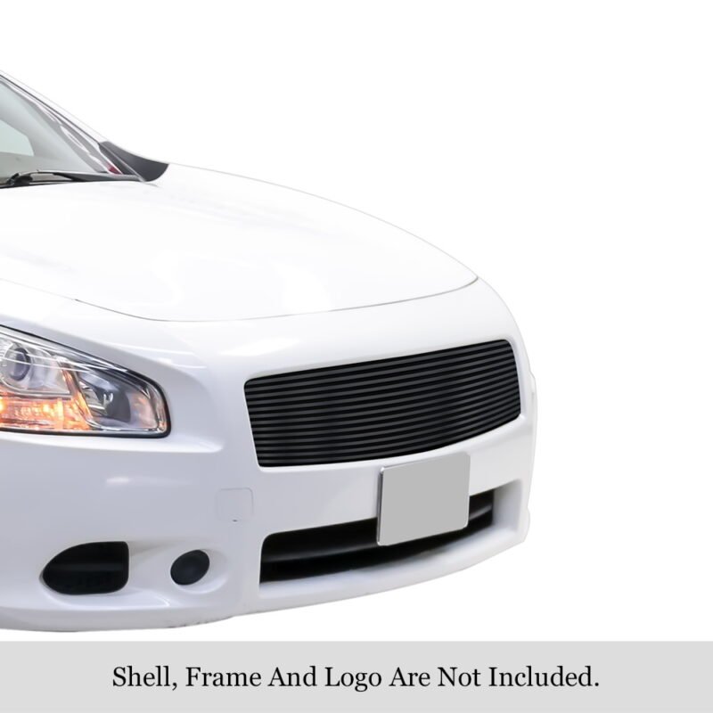 Fits 2009-2014 Nissan Maxima Main Upper Black Stainless Steel Billet Grille - Image 3