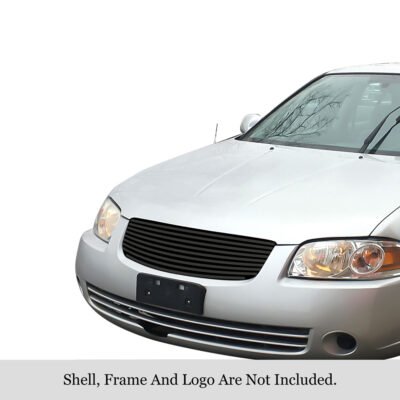 Fits 2004-2006 Nissan Sentra Main Upper Black Stainless Steel Billet Grille