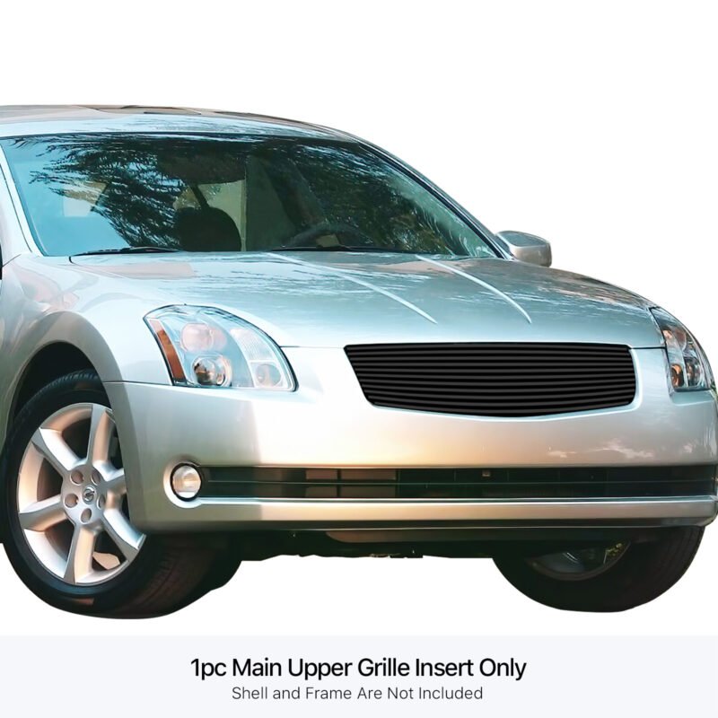 Fits 2004-2006 Nissan Maxima Main Upper Black Stainless Steel Billet Grille - Image 3