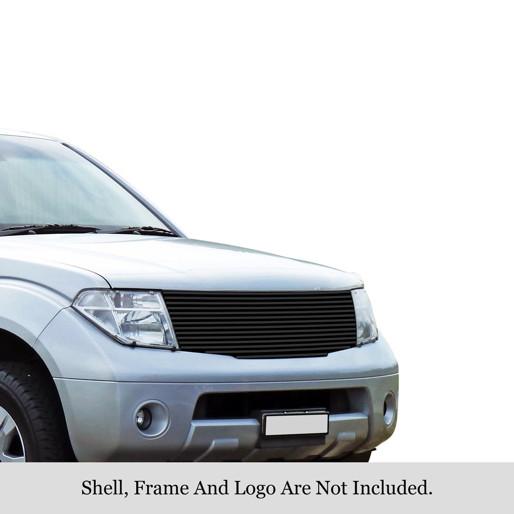 Fits 2005-2008 Nissan Frontier /2005-2007 Nissan Pathfinder Main Upper Black Stainless Steel Billet Grille - Image 2