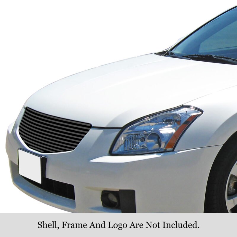 Fits 2007-2008 Nissan Maxima Main Upper Black Stainless Steel Billet Grille - Image 3