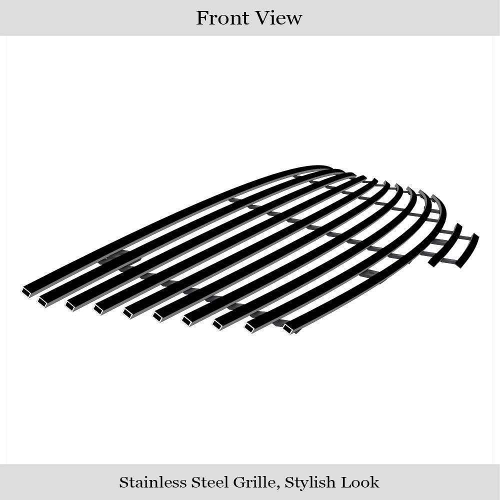 Fits 2007-2009 Nissan Altima Sedan Main Upper Black Stainless Steel Billet Grille