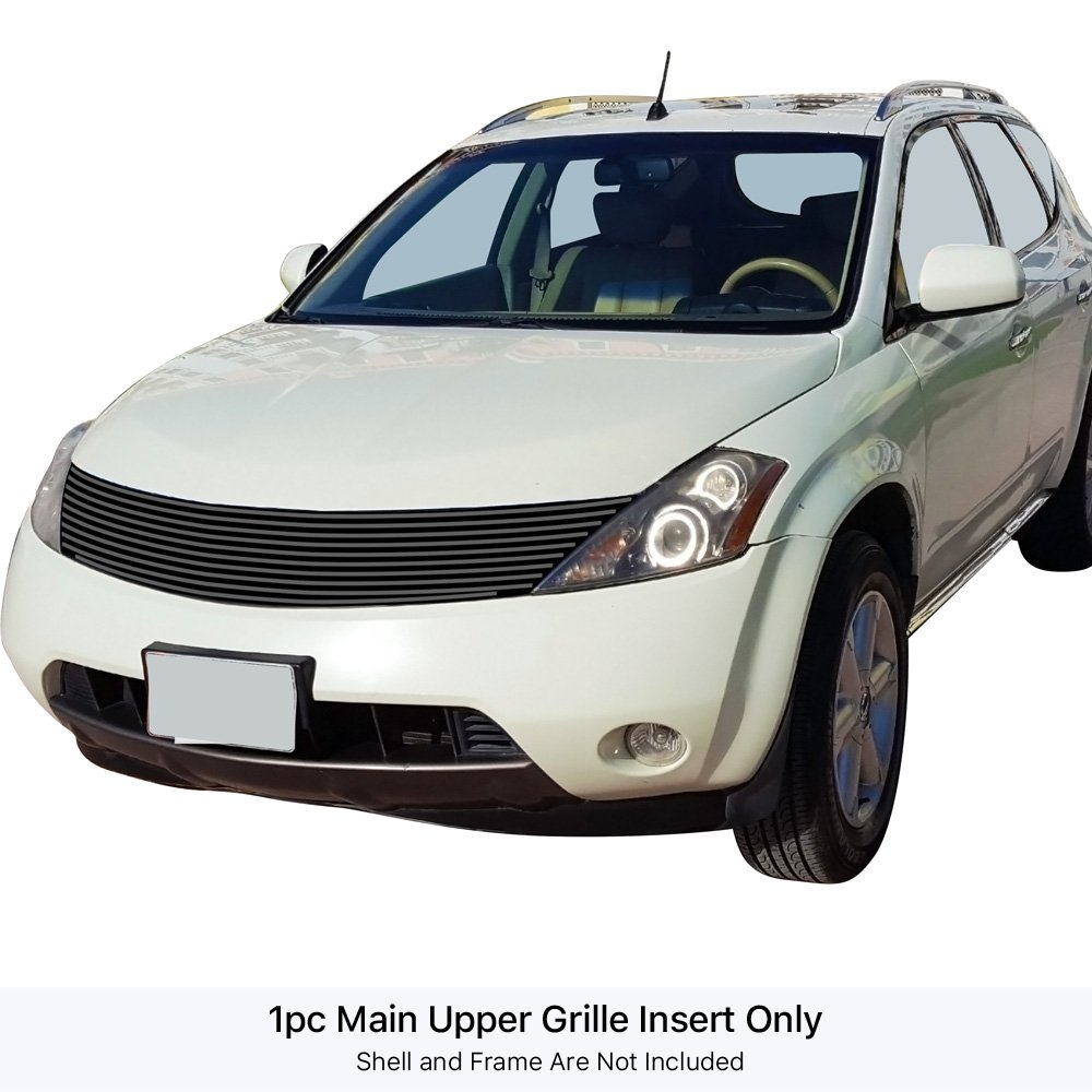 Fits 2003-2008 Nissan Murano Main Upper Black Stainless Steel Billet Grille - Image 3