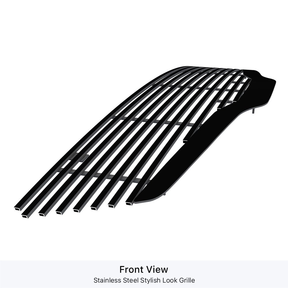 Fits 2007-2009 Nissan Altima Sedan Main Upper Black Stainless Steel Billet Grille