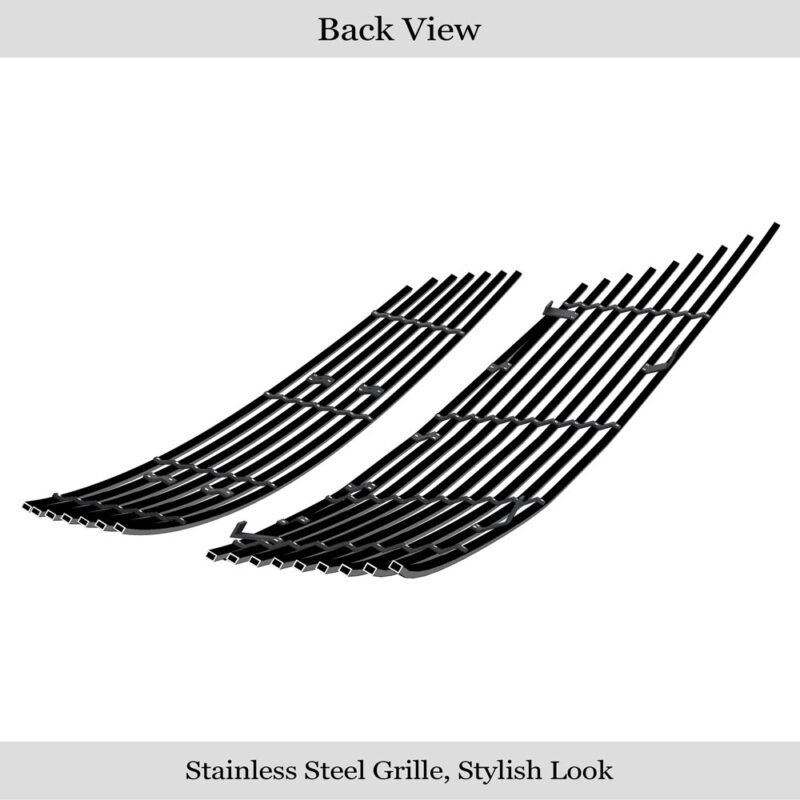 Fits 2003-2008 Nissan Murano Main Upper + Lower Bumper Black Stainless Steel Billet Grille - Image 2