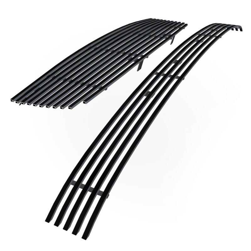 Fits 2004-2006 Nissan Maxima Main Upper + Lower Bumper Black Stainless Steel Billet Grille