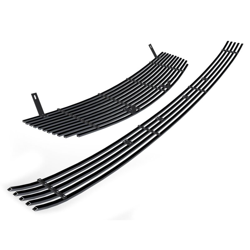 Fits 2004-2006 Nissan Maxima Main Upper + Lower Bumper Black Stainless Steel Billet Grille - Image 2