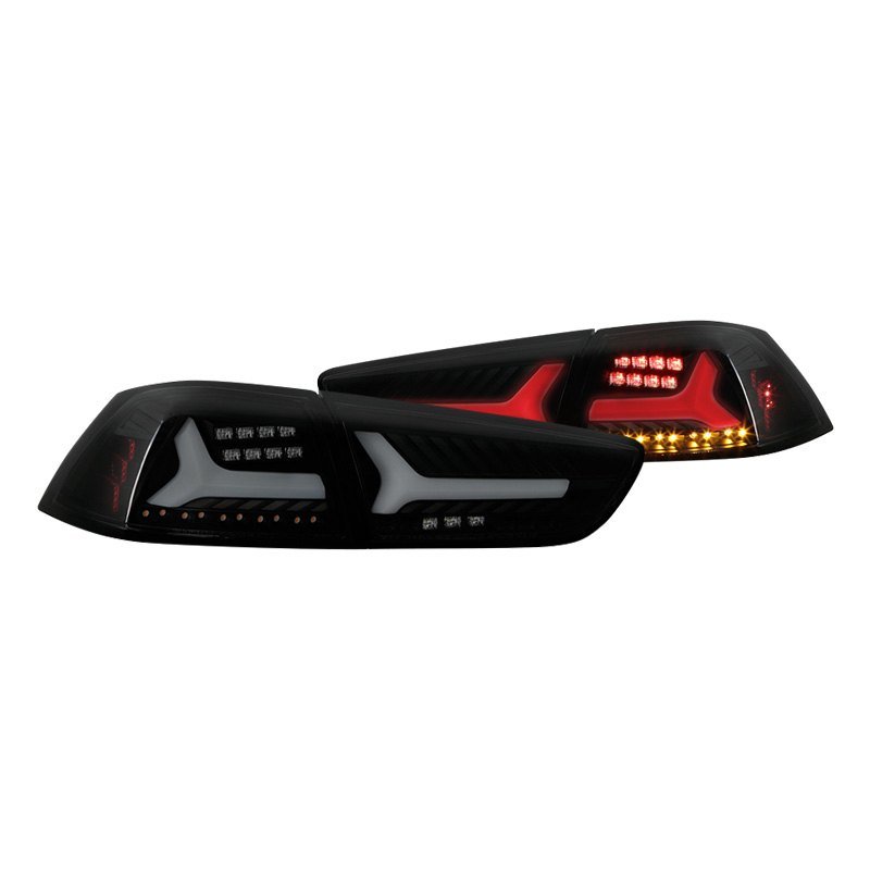 Fits ( Spyder ) Mitsubishi Lancer / Evolution X 08-14 ( Do Not Fit SportBack ) Version 2 LED Tail Lights - Black Smoke