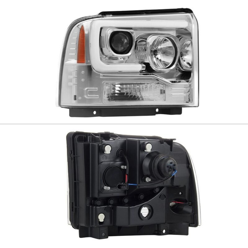 Fits ( Spyder Signature ) Ford F250/350/450 Super Duty 05-07 Version 2 Projector Headlights - Light Bar DRL - Black - Image 2