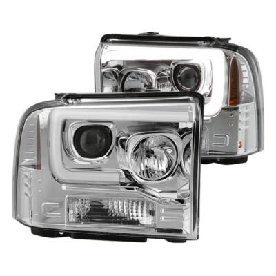 Fits ( Spyder Signature ) Ford F250/350/450 Super Duty 05-07 Version 2 Projector Headlights - Light Bar DRL - Black