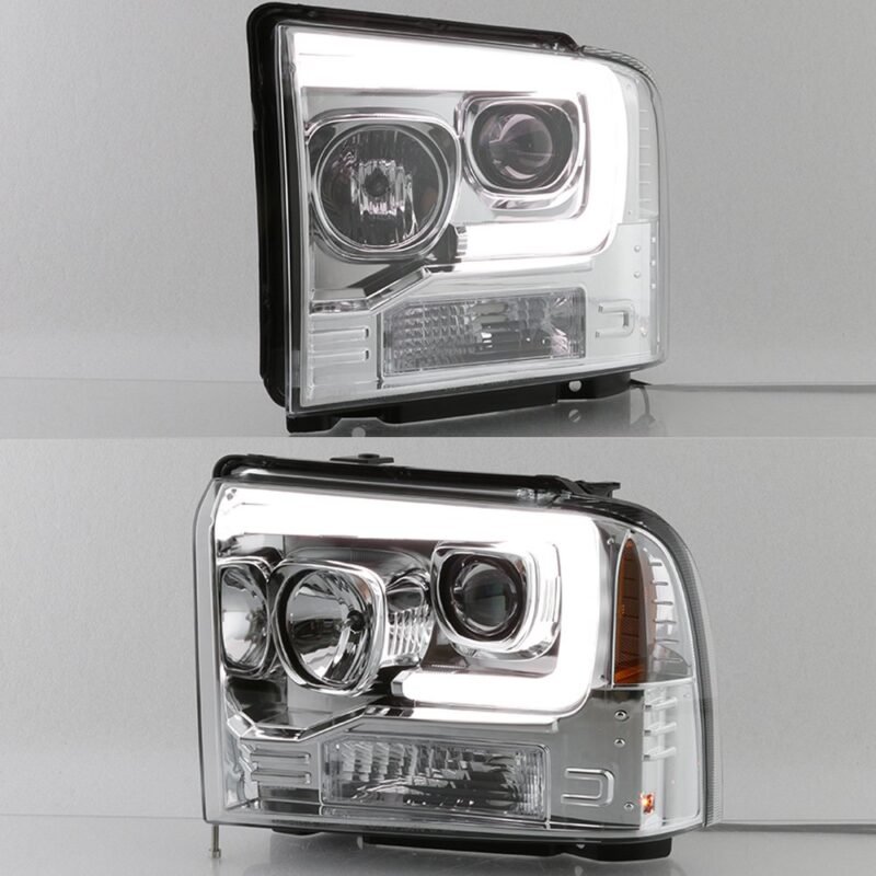 Fits ( Spyder Signature ) Ford F250/350/450 Super Duty 05-07 Version 2 Projector Headlights - Light Bar DRL - Black - Image 5