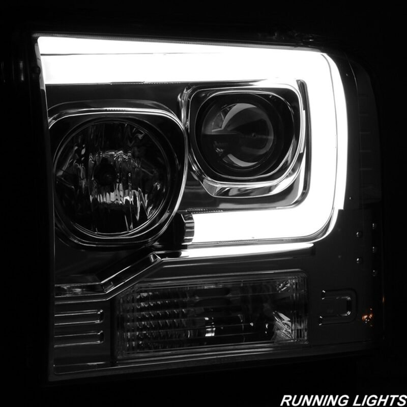 Fits ( Spyder Signature ) Ford F250/350/450 Super Duty 05-07 Version 2 Projector Headlights - Light Bar DRL - Black - Image 7