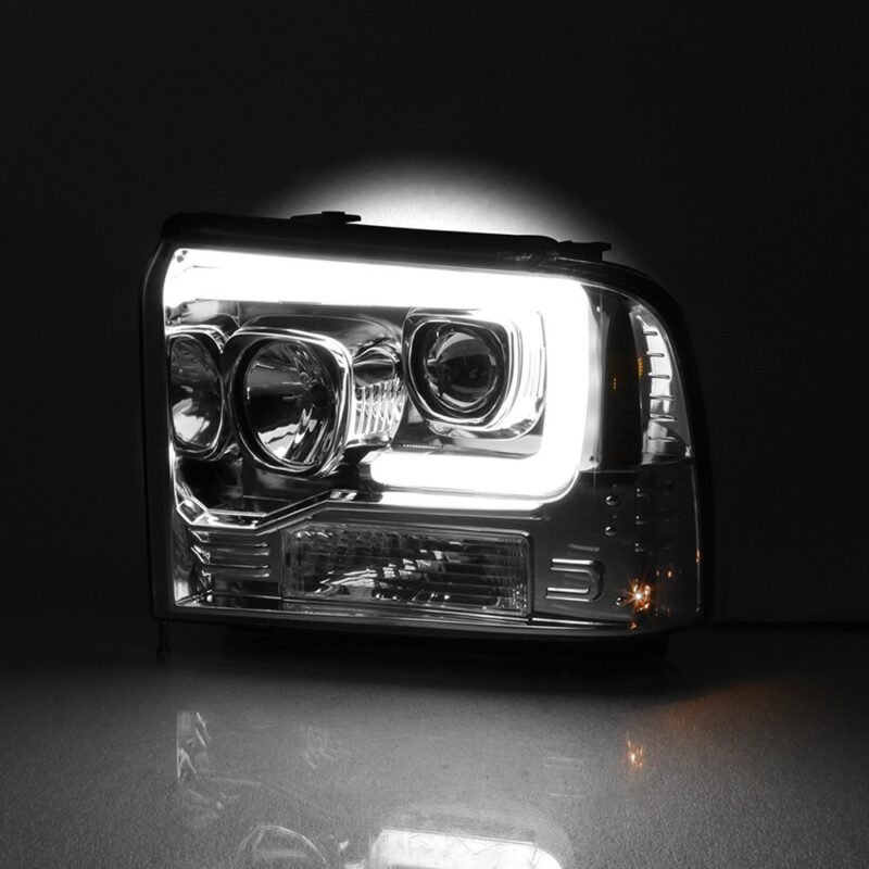 Fits ( Spyder Signature ) Ford F250/350/450 Super Duty 05-07 Version 2 Projector Headlights - Light Bar DRL - Black - Image 8