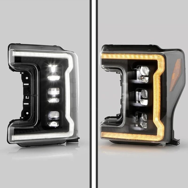 Fits ( Spyder Apex ) Ford F-250/F-350/F450 Super Duty 2017-2019 Factory LED Model ( Not Compatible With Factory Halogen Model ) High-Power LED Module Headlights - Greeting Light Animation - Switchback Sequential Turn Signal Lights - Black - Image 5